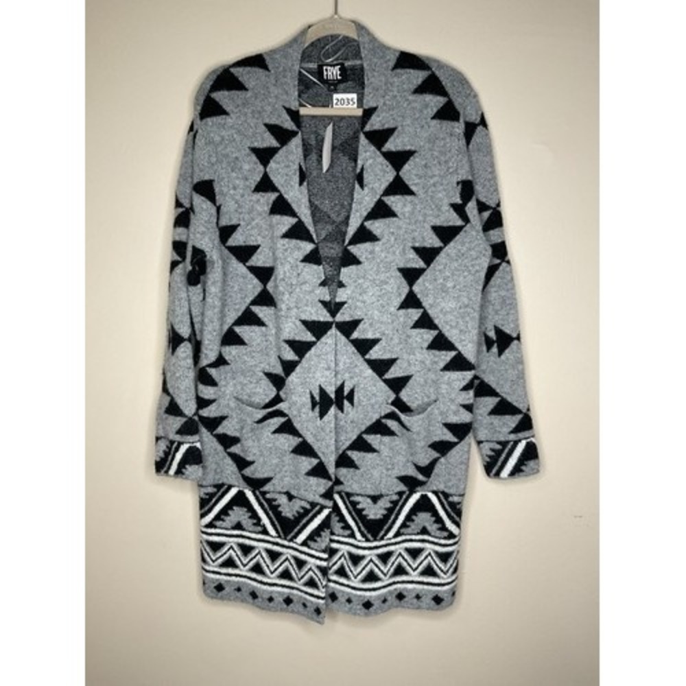 NWT Frye Gray Western Knit Cozy Comfy Open Front Cardigan Women‎ XL China - Picture 6 of 10